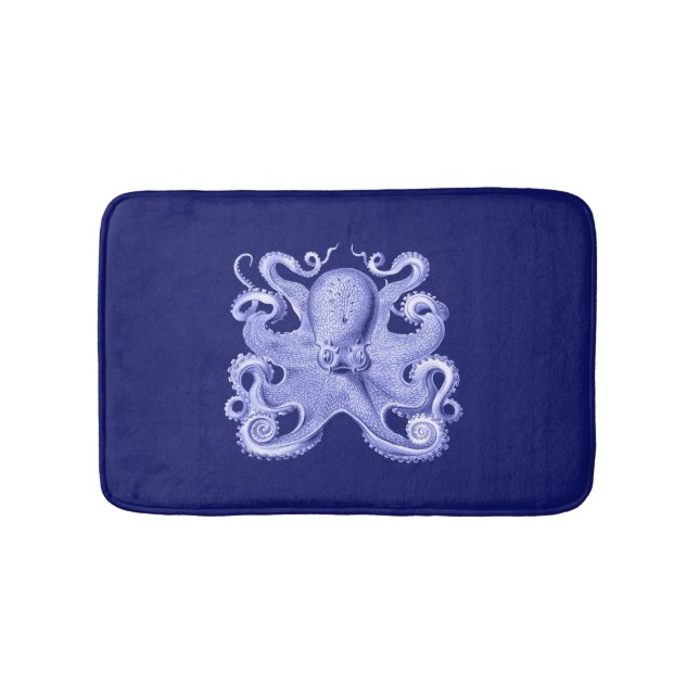 Octopus Navy Blue Sea Nautical Beach House Badrumsmatta (Framsidan)