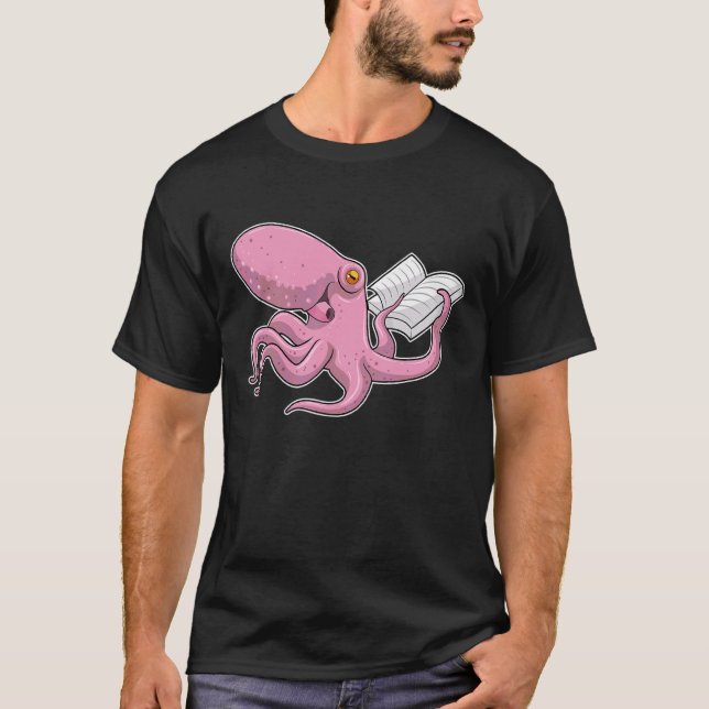 Octopus Nerd Bok T Shirt (Framsida)