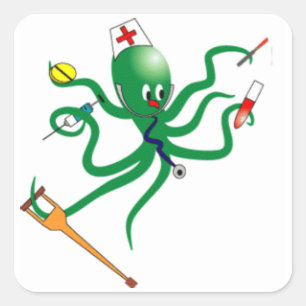Octopus Nurse Square Sticker Fyrkantigt Klistermärke