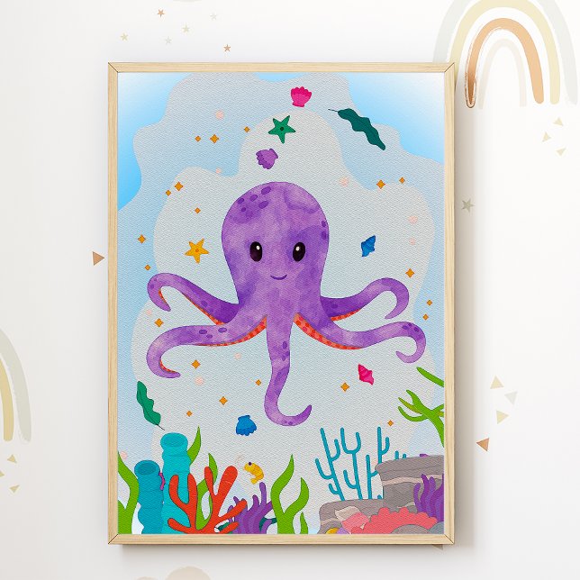 Octopus Nursery Print Animal Kids Room Poster (Skapare uppladdad)