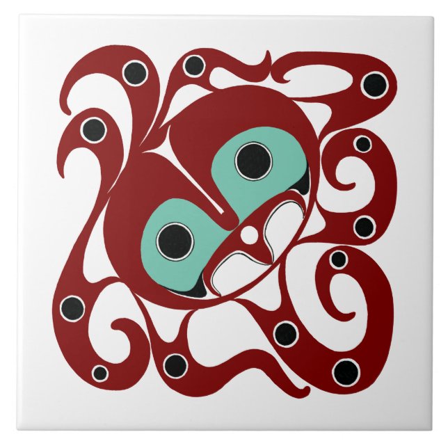 Octopus - NW Kusten Native American Formline Stil Kakelplatta (Framsidan)