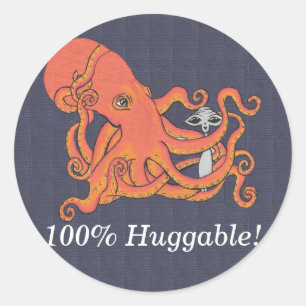 Octopus och Alien Friend 100 % stötande Runt Klistermärke
