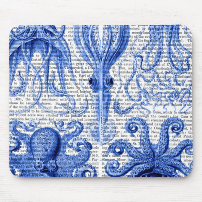 Octopus och bläckblått musmatta (Framsidan)