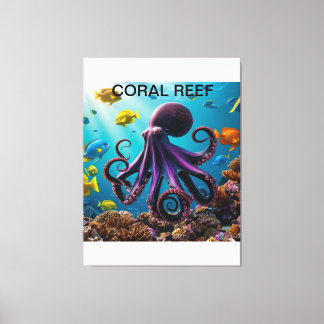 Octopus och Coral Reef Harmony" Canvastryck