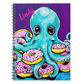Octopus och donuts Spiral fotopatbok Anteckningsbok