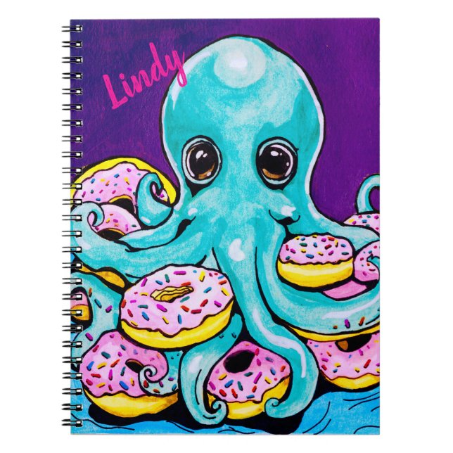 Octopus och donuts Spiral fotopatbok Anteckningsbok (Framsidan)