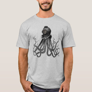Octopus och dykhjälm t-shirt