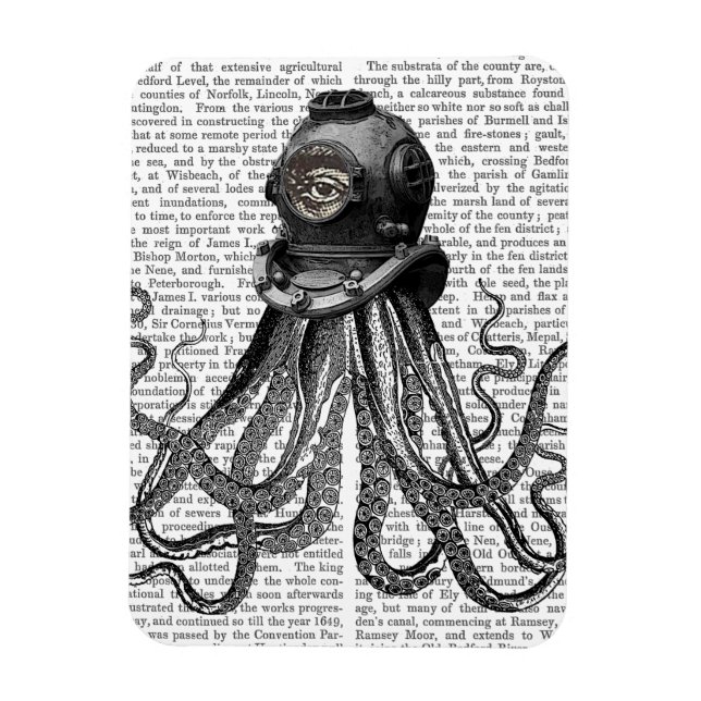 Octopus och dyving Helmet Magnet (Vertikal)
