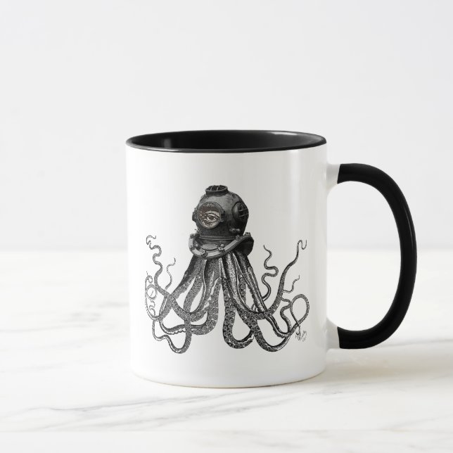 Octopus och dyving Helmet Mugg (Höger)