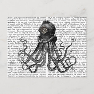 Octopus och dyving Helmet Vykort