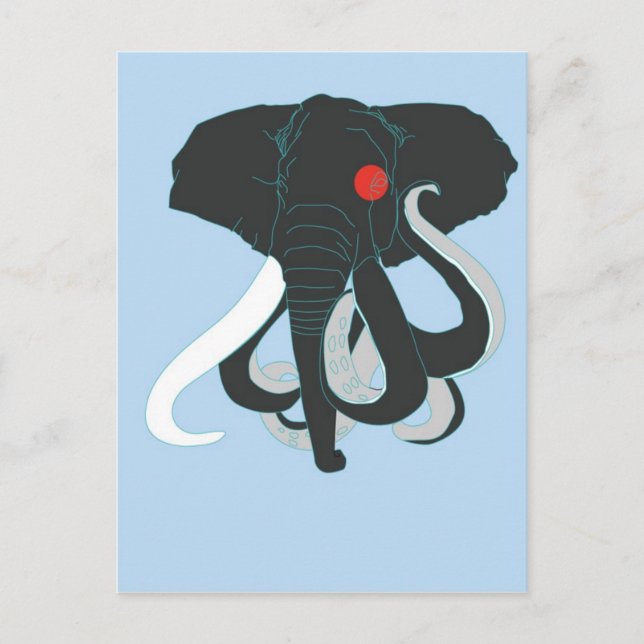 Octopus och elefant vykort (Framsida)