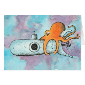 Octopus och ubåt hälsningskort