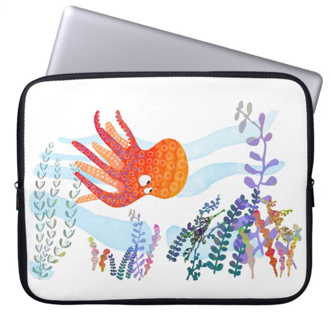 Octopus och Undervattensvänner Laptop sleeve (Framsidan)