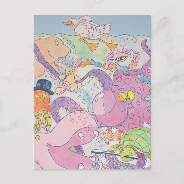 Octopus och vänner vykort (Framsida)