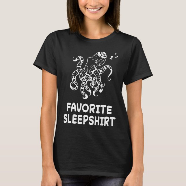 Octopus Octopus Nap Sleeping Pajama Nightg T Shirt (Framsida)