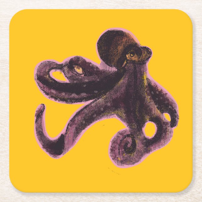 Octopus on balloon underlägg papper kvadrat (Framsidan)