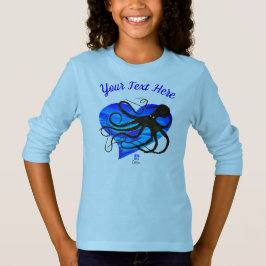 Octopus on Two Tone Blue ❤ - Basic Långärmad Tee
