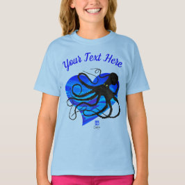 Octopus on Two Tone Blue ❤ - Basic Långärmad Tee