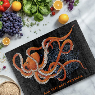 Octopus Orange Mandala Blue