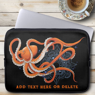Octopus Orange Mandala Blue Laptop Fodral