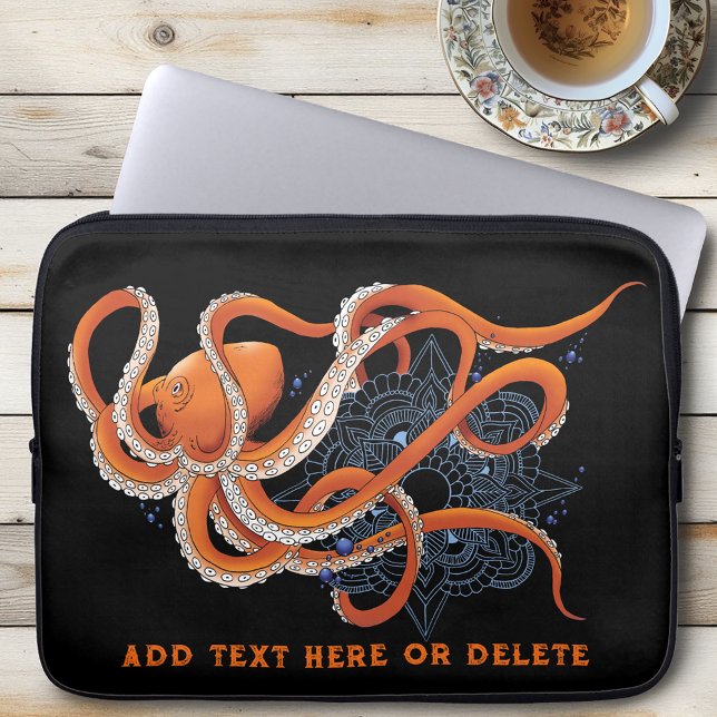 Octopus Orange Mandala Blue Laptop Fodral (Skapare uppladdad)