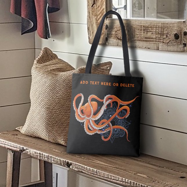 Octopus Orange Mandala Blue Tygkasse (Skapare uppladdad)