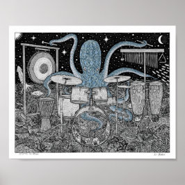 Octopus på Drums Poster