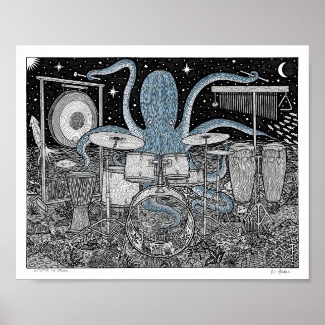 Octopus på Drums Poster (Framsidan)