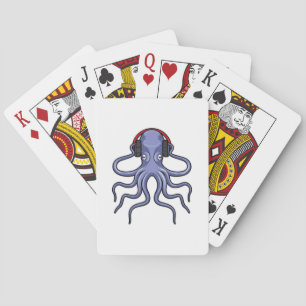 Octopus på Music med hörlurar Casinokort
