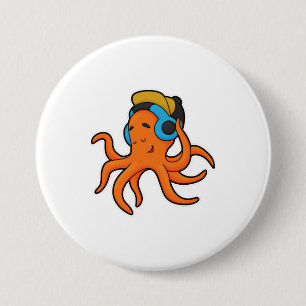 Octopus på Music med hörlurar Knapp