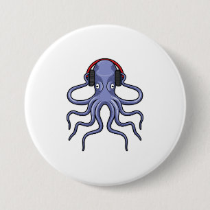 Octopus på Music med hörlurar Knapp