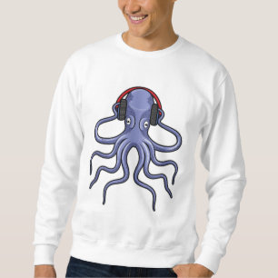 Octopus på Music med hörlurar Lång Ärmad Tröja