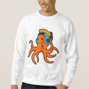 Octopus på Music med hörlurar Lång Ärmad Tröja