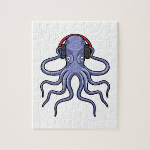 Octopus på Music med hörlurar Pussel