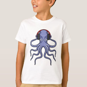 Octopus på Music med hörlurar T Shirt