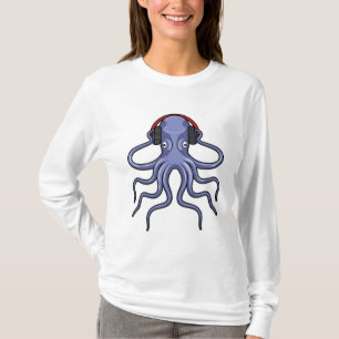 Octopus på Music med hörlurar T Shirt