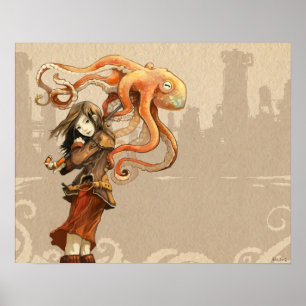 Octopus Parbrella Poster 20 x 16 tum