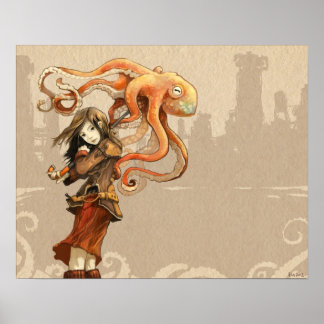 Octopus Parbrella Poster 20 x 16 tum