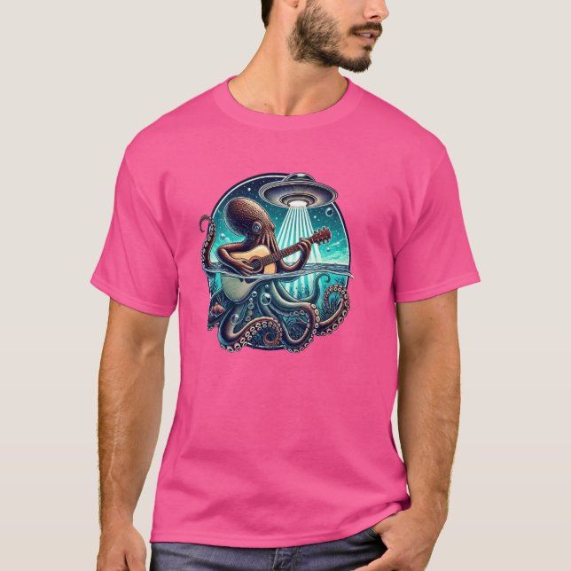 Octopus Pay Guitar T Shirt (Framsida)