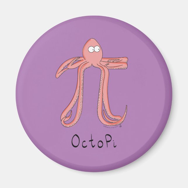 Octopus Pi Day Funny Tecknad Magnet (Framsidan)