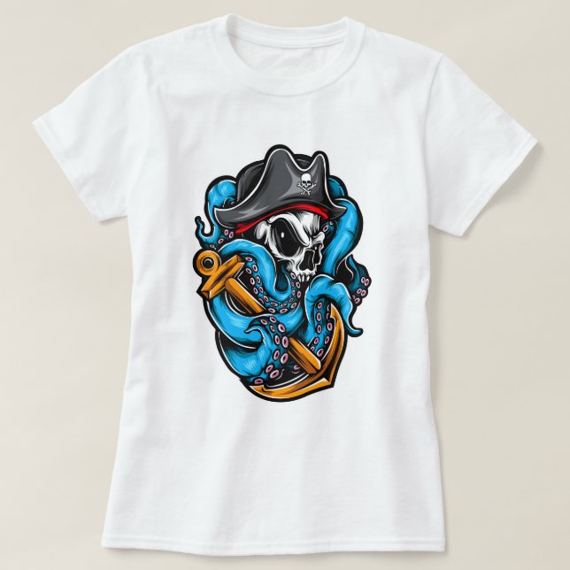 Octopus Pirat Skull T Shirt (Design framsida)