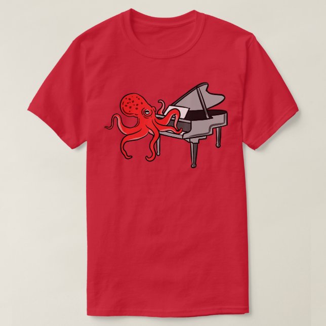 Octopus Play Piano T Shirt (Design framsida)