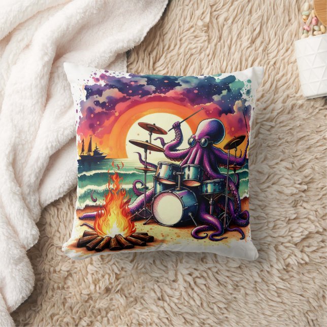 Octopus Ploutderdrums av Ocean vid Sunset Kudde (Filt)