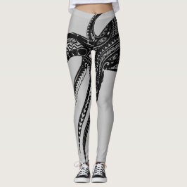 OCTOPUS POLYNESIAN TRIBAL HAWAII ÖARNA Blk Leggings