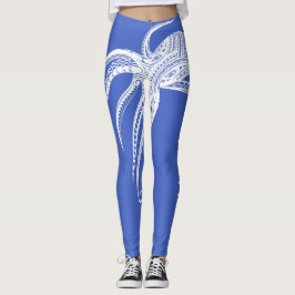 OCTOPUS POLYNESIAN TRIBAL HAWAII Wht Leggings