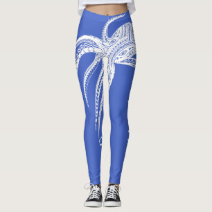 OCTOPUS POLYNESIAN TRIBAL HAWAII Wht Leggings