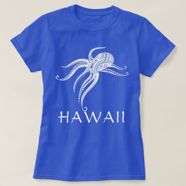 OCTOPUS POLYNESIAN TRIBAL HAWAII Wht T Shirt (Design framsida)