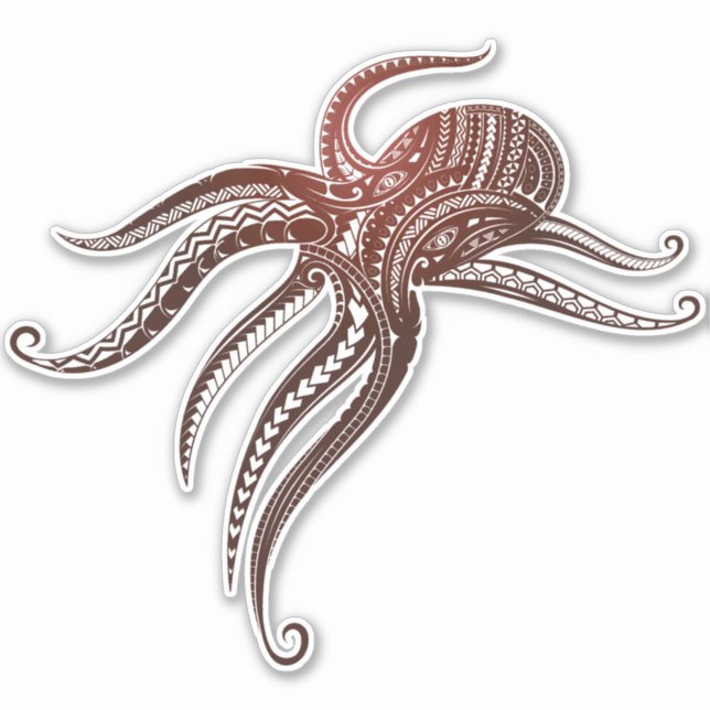 OCTOPUS POLYNESIAN TRIBAL KLISTERMÄRKEN (Framsida)