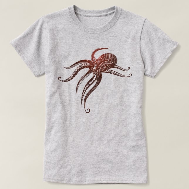 OCTOPUS POLYNESIAN TRIBAL T SHIRT (Design framsida)