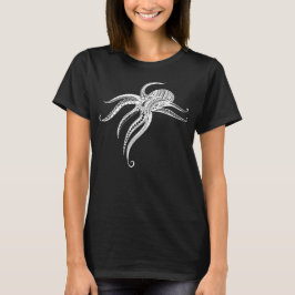 OCTOPUS POLYNESIAN TRIBAL Wht T Shirt